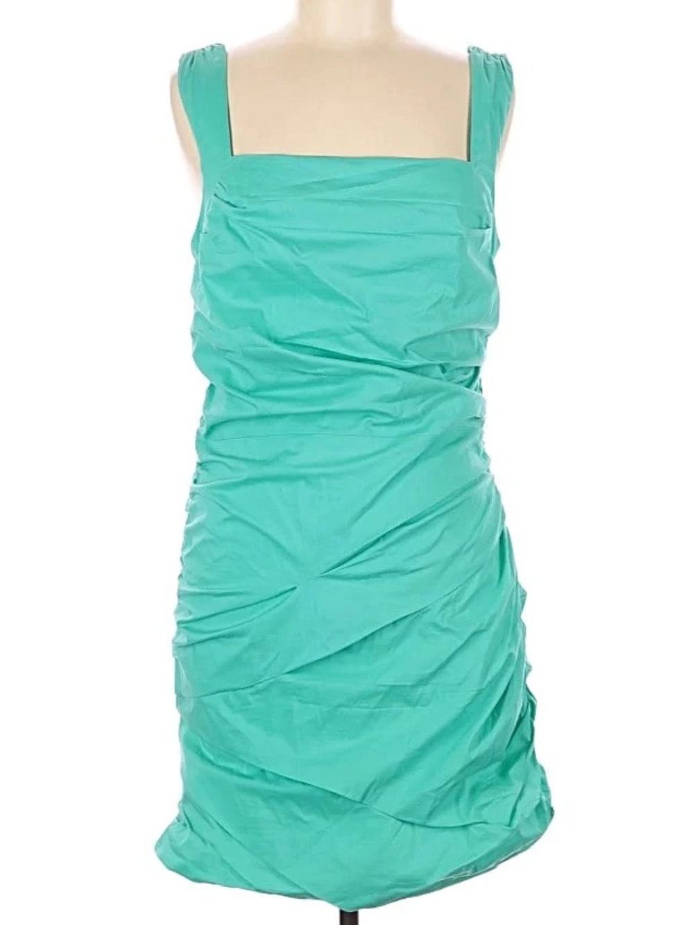 ASTR THE LABEL Turquoise Ruched Square-Neck Dress - Picture 2 of 9
